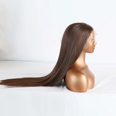 11A Brown Human Hair 13x4 HD Lace Straight Wig Low Density