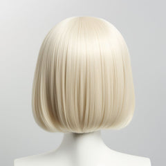 12 Inch Light Blonde Short Straight Bob Wig With Bangs