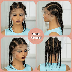 14 Inch HD 360° Full Lace Black Cornrow Braided Wig for Black Women