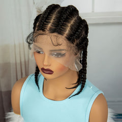 14 Inch HD 360° Full Lace Black Cornrow Braided Wig for Black Women