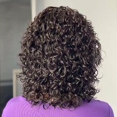 14 Inch Water Wave Fringe Human Hair Bob Wig With Bangs