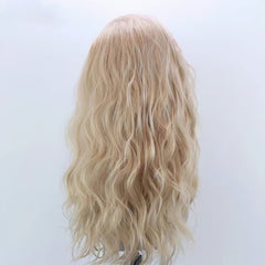 16 Inch To 24 Inch Gold Silk Top Hand Made Front Lace Curly Wavy Wig