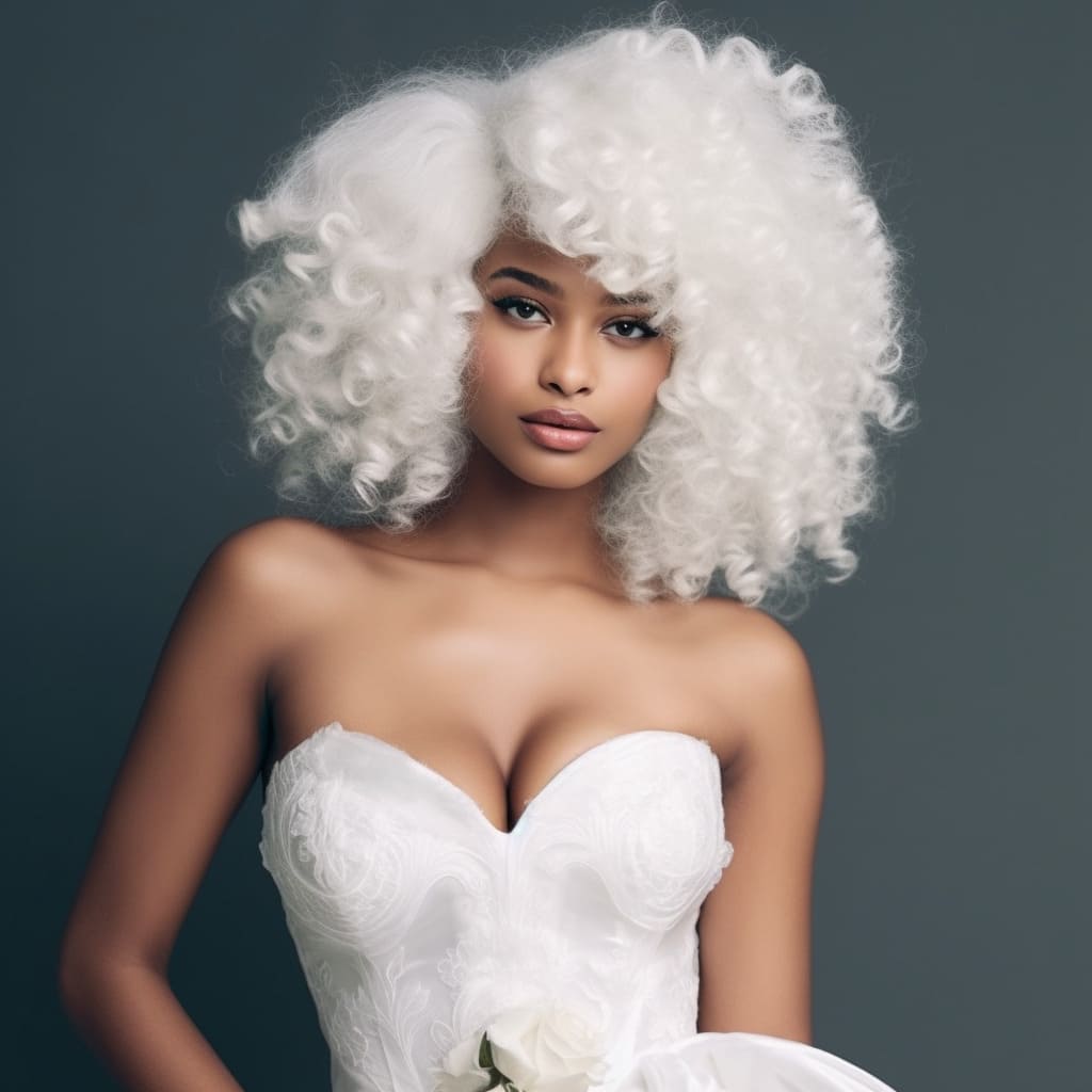 18 Inch White Long Curly Wavy Wigs For Black Women GALMAO