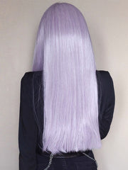 28 Inch Long Front Lace Purple Straight Wig For Cosplay & Party