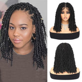 360° Full Lace Box Braided Bob Wig with Baby Hair for Black Ladies