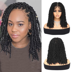 360° Full Lace Box Braided Bob Wig with Baby Hair for Black Ladies