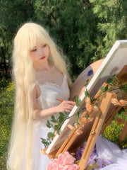 40 Inch Super Long Light Blonde Curly Wavy Wig With Bangs