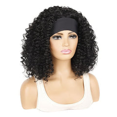 16 Inch Black Afro Kinky Curly Headband Wig for Black Women
