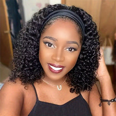 16 Inch Black Afro Kinky Curly Headband Wig for Black Women