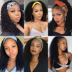 16 Inch Black Afro Kinky Curly Headband Wig for Black Women