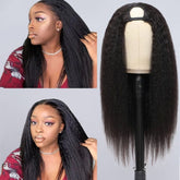 Black U Part Yaki Kinky Straight Wig