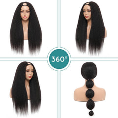 Black U Part Yaki Kinky Straight Wig
