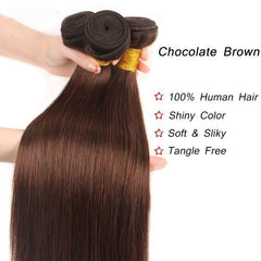Chocolate Brown Human Hair Curtain Bundles Straight 100g