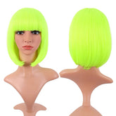 Cosplay Neon Green Short Bob Wig with Bangs