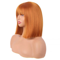 Ginger Orange Short Straight Blunt Cut Fringe Bob Wig for Halloween