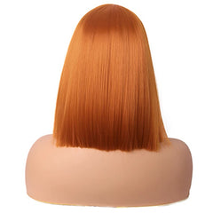 Ginger Orange Short Straight Blunt Cut Fringe Bob Wig for Halloween