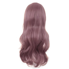 Grey Purple Curtain Bang Loose Wave Wig for Cosplay 28 Inch