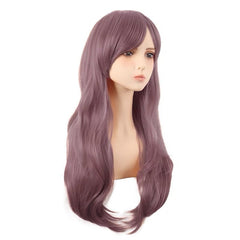 Grey Purple Curtain Bang Loose Wave Wig for Cosplay 28 Inch