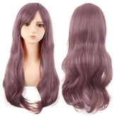 Grey Purple Curtain Bang Loose Wave Wig for Cosplay 28 Inch