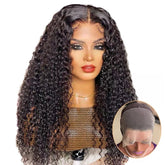 26 Inch Black 13x4 HD Swiss Front Lace Kinky Curly Human Hair Wig
