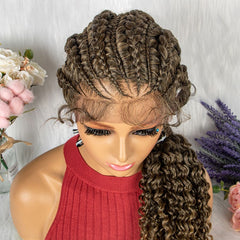Ombre Brown Front Lace Cornrow Braided Wig with Baby Hair