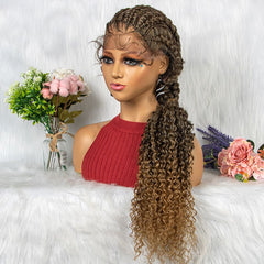 Ombre Brown Front Lace Cornrow Braided Wig with Baby Hair