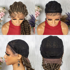 Ombre Brown Front Lace Cornrow Braided Wig with Baby Hair