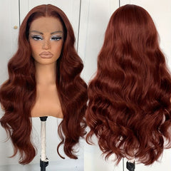 Human Hair 13x4 Front Lace Strawberry Brown Loose Wave Wig