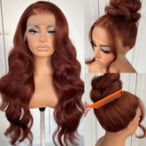 Human Hair 13x4 Front Lace Strawberry Brown Loose Wave Wig