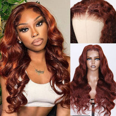 Human Hair 13x4 Front Lace Strawberry Brown Loose Wave Wig