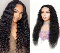 Human Hair 4x4 Closure Lace Water Wave Wig for Black Women 200 Density