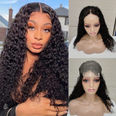 Human Hair 4x4 Closure Lace Water Wave Wig for Black Women 200 Density
