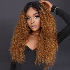 Long Latina Kinky Curly T-Part HD Front Lace Wig