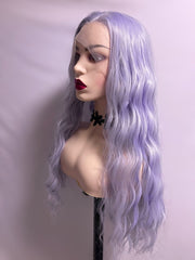 Long Light Purple Deep Curly Wave 13x4 Front Lace Wig