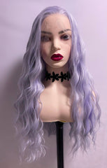 Long Light Purple Deep Curly Wave 13x4 Front Lace Wig