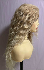 26'' Long Nude & Ivory Latina Curly Wave Wig with Highlights