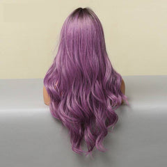 24'' Long Ombre Purple Loose Wave Wig with Middle Part