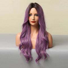 24'' Long Ombre Purple Loose Wave Wig with Middle Part
