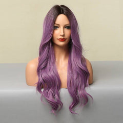 24'' Long Ombre Purple Loose Wave Wig with Middle Part
