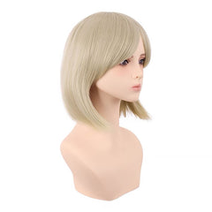Milky Blonde Curtain Bangs Straight Bob Wig for Cosplay