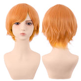 Orange Layered Pixie Cut Side Swoop Wig for Cosplay 12 Inch