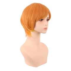 Orange Layered Pixie Cut Side Swoop Wig for Cosplay 12 Inch