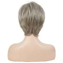 6'' Pixie Cut Ash Blonde Straight Fringe Wig for Seniors
