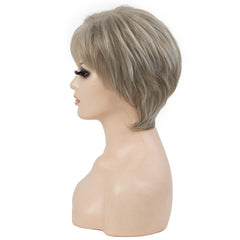 6'' Pixie Cut Ash Blonde Straight Fringe Wig for Seniors