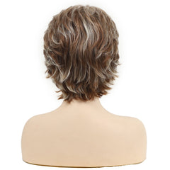 Blonde Pixie Cut Layered Straight Fringe Highlights Wig for Seniors