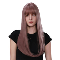 Purplish Grey Fringe Long Straight Wig for Cosplay