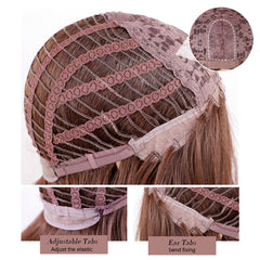 Sakura Sandy Pink Loose Wave Short Bob Wig with Bangs