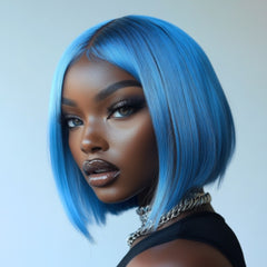 Short Ice Blue Straight Cosplay Bob Wig