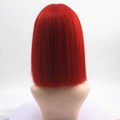 Short Red Straight Blunt Cut Fringe Bob Wig