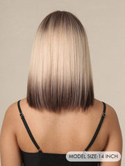 Short Shoulder Length Ombre Blonde Straight Fringe Bob Wig